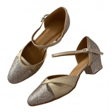 SHALLANCE GOLD SPARKLE -  BLOCK HEEL